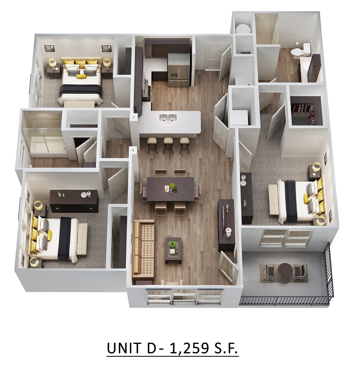 Unit D - 1259 SQ FT